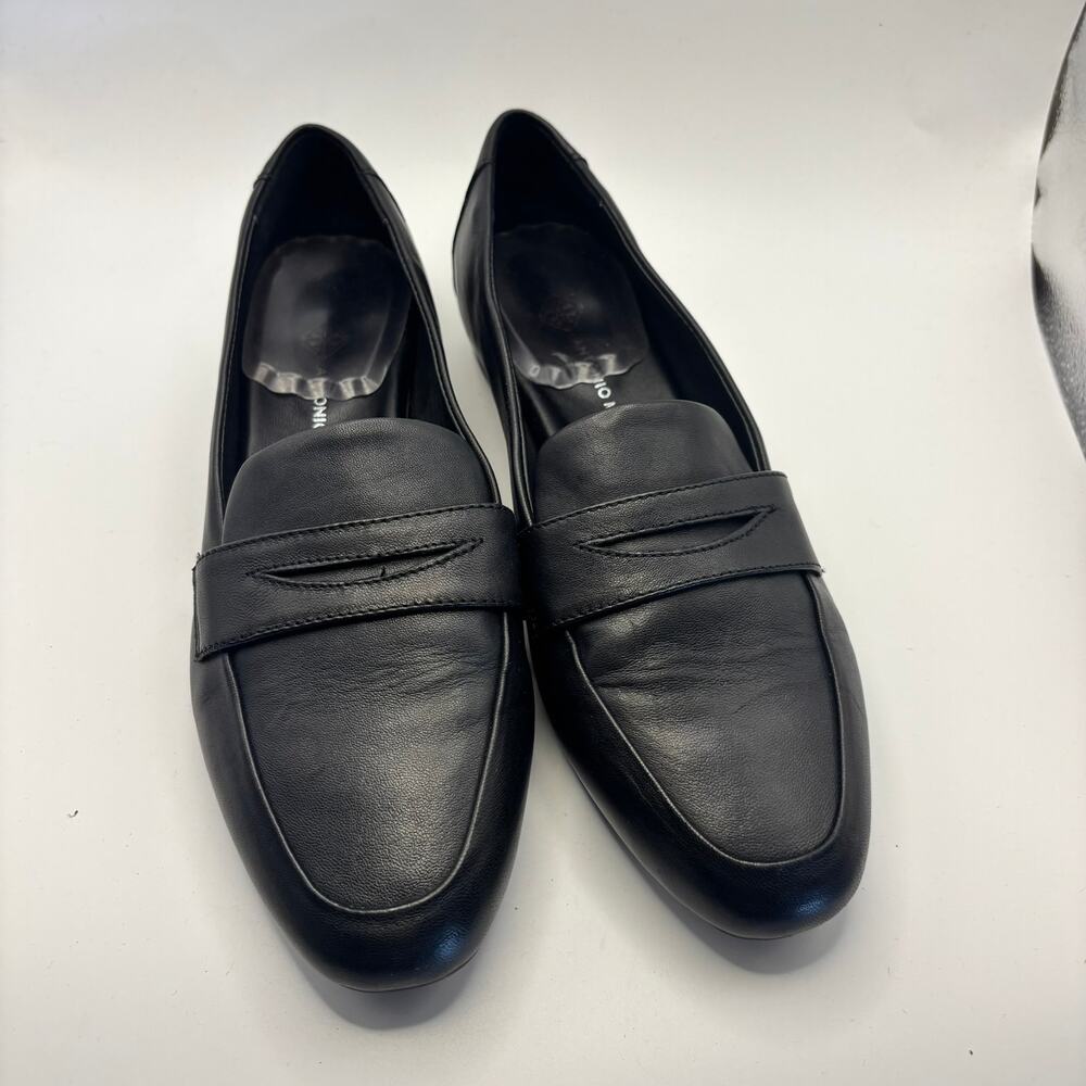 Antonio Melani Black Leather Penny Loafers Women Size 7M Classic Comfort